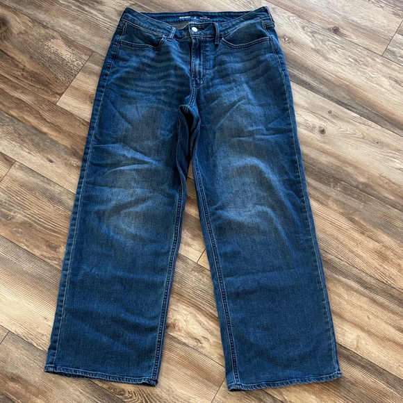 Old Navy Women's Dark Blue Wide Leg Jeans - Picture 2 of 7